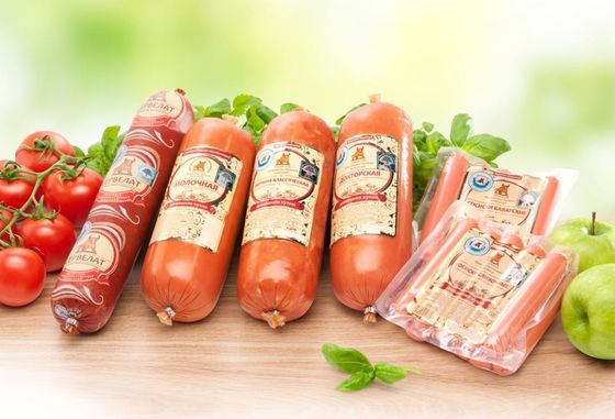 Film di imballaggio alimentare stampato Casing per salsicce sintetiche PVDC Casing per salsicce tubolare