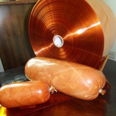 30-350 mm Larghezza piana PVDC Plastic Sausage Casing Film Resistente al calore fino a 90C Per imballaggio di salsicce